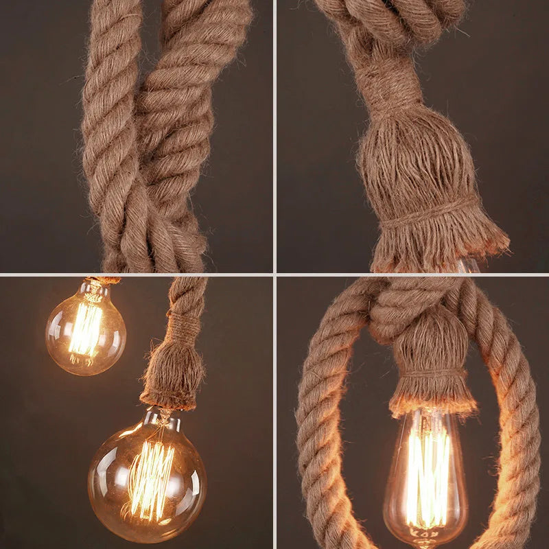 Vintage Hemp Rope Industrial Pendant Lamp