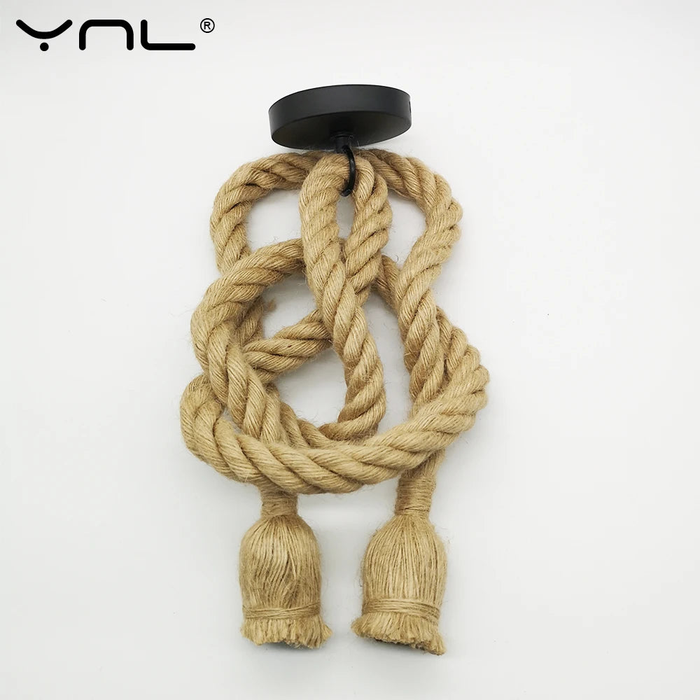Vintage Hemp Rope Industrial Pendant Lamp