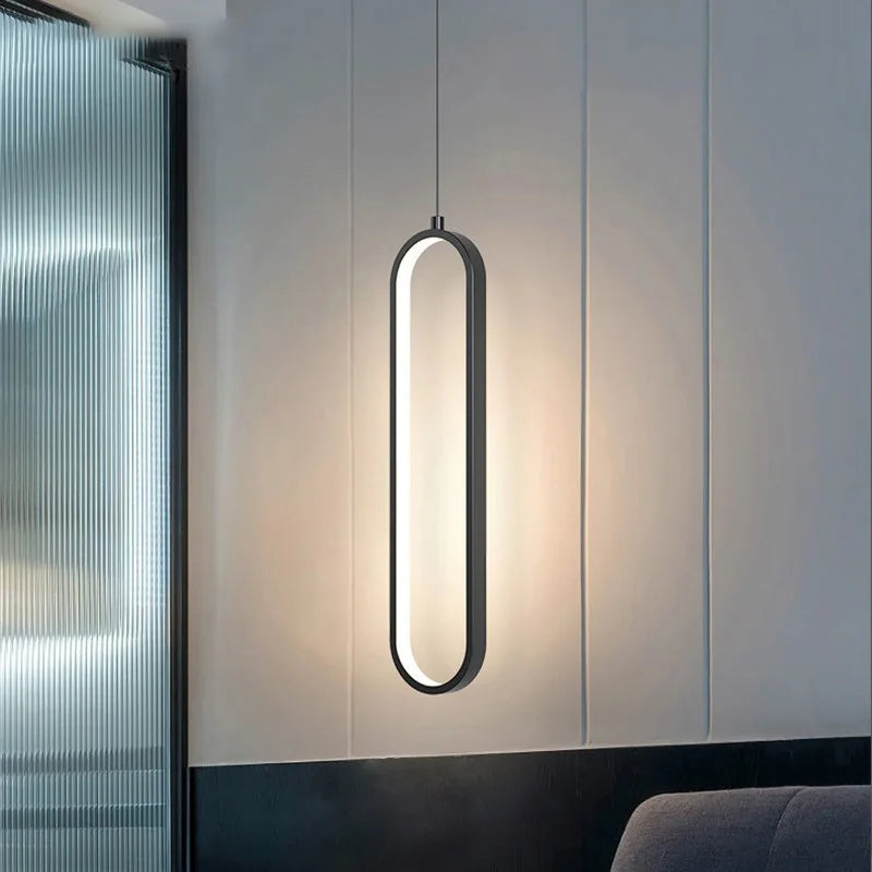 Modern Minimalist Gold & Black LED Pendant Chandelier