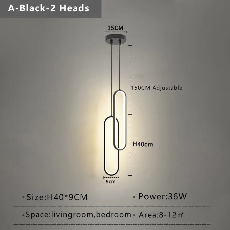Modern Minimalist Gold & Black LED Pendant Chandelier