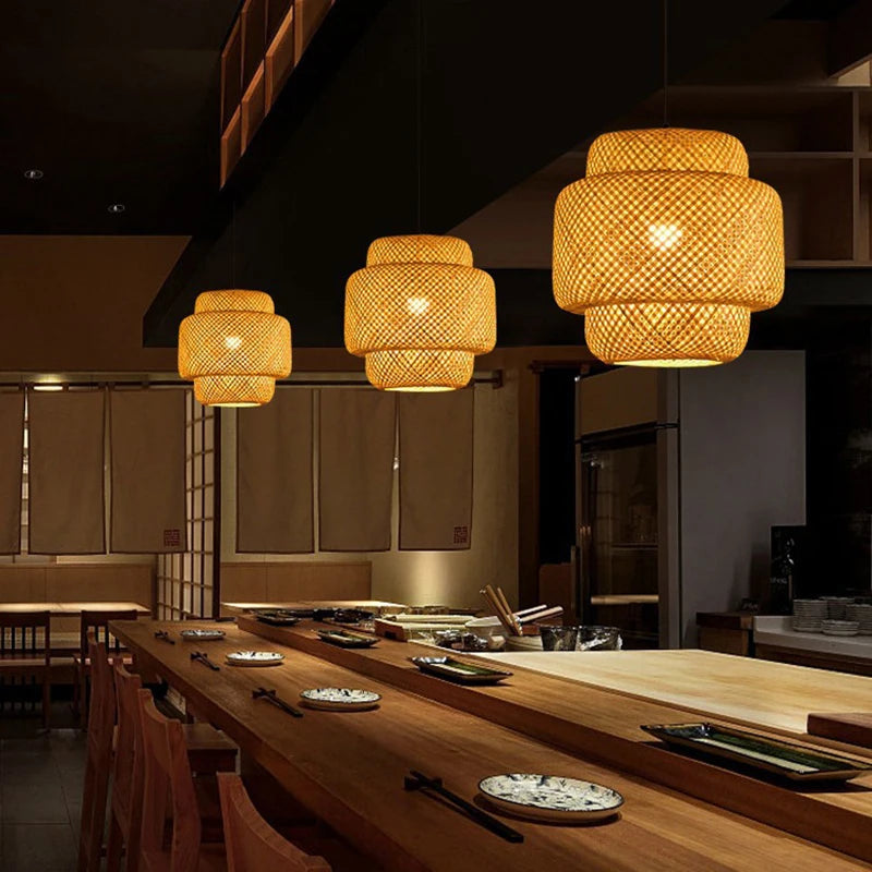 Bamboo Rattan Pendant Lamp 30cm Hand-Woven