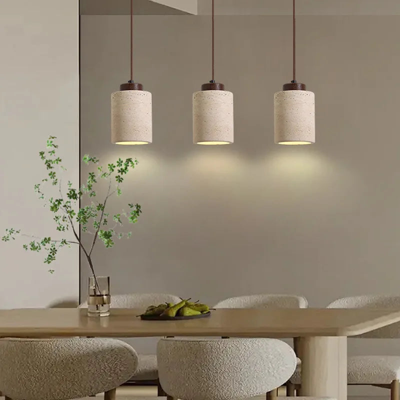 Japanese Wabi-Sabi Yellow Stone Bedside Hanging Lamp