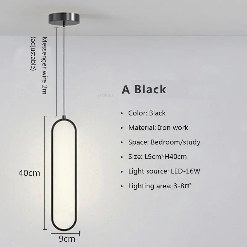 Modern Minimalist Gold & Black LED Pendant Chandelier
