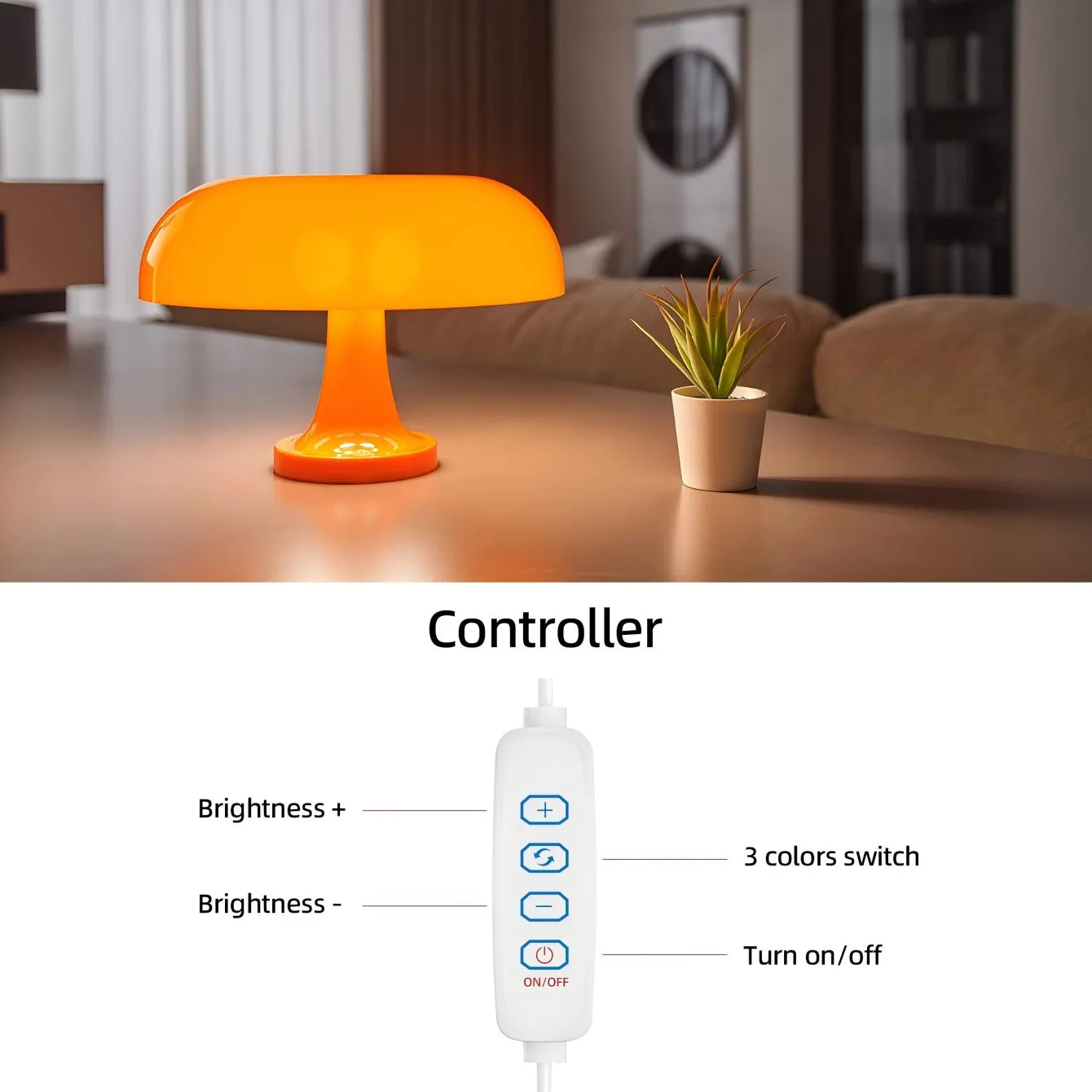 Classic Bauhaus Mushroom Table Lamp Orange