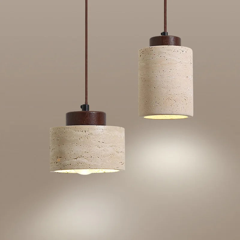 Japanese Wabi-Sabi Yellow Stone Bedside Hanging Lamp