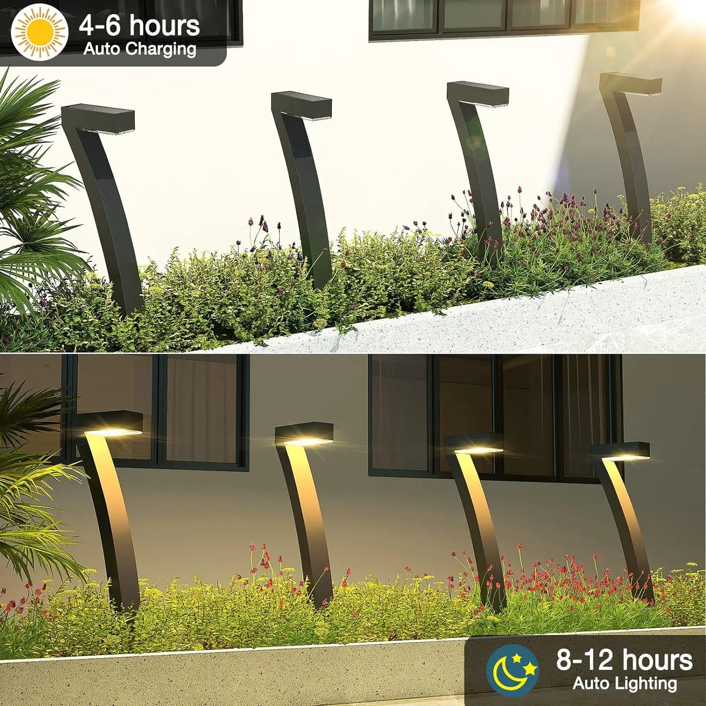 6Pack Bright Solar Pathway Lights Auto On/Off