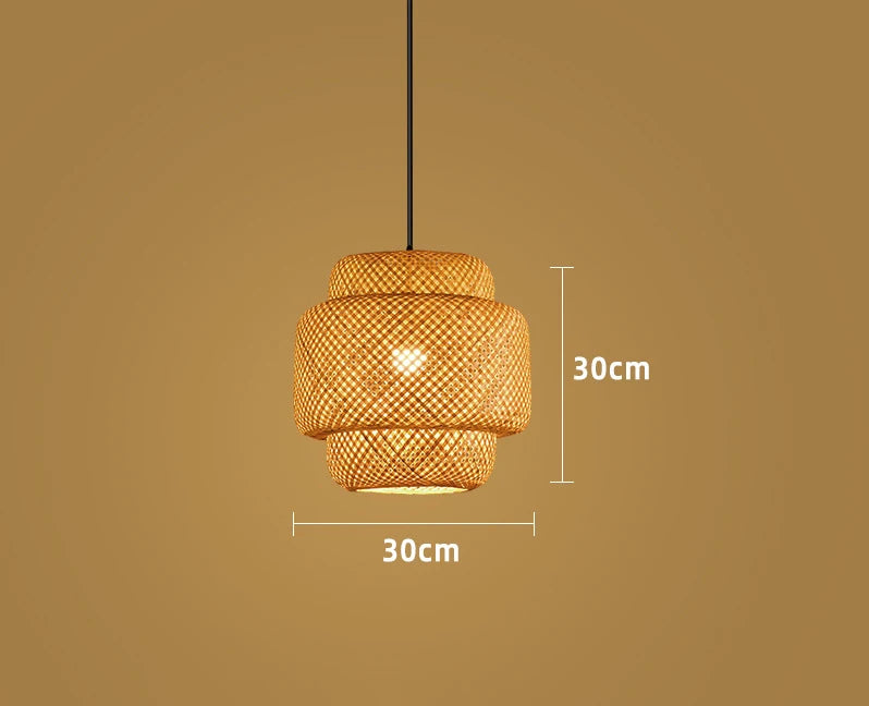 Bamboo Rattan Pendant Lamp 30cm Hand-Woven