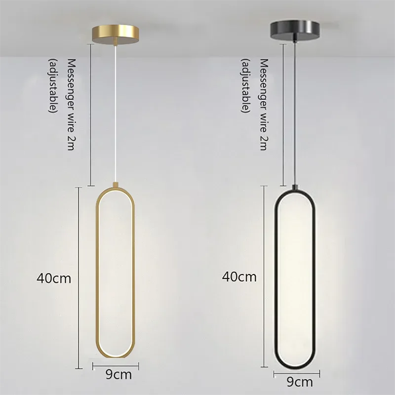 Modern Minimalist Gold & Black LED Pendant Chandelier
