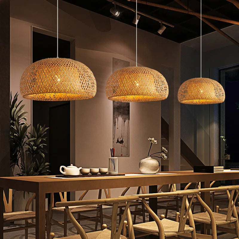 Bamboo Rattan Pendant Lamp 30cm Hand-Woven