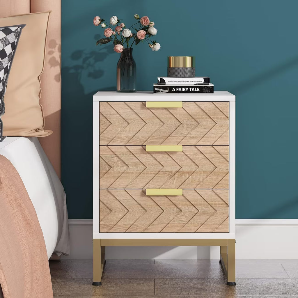 Modern Chevron Nightstand Set of 2