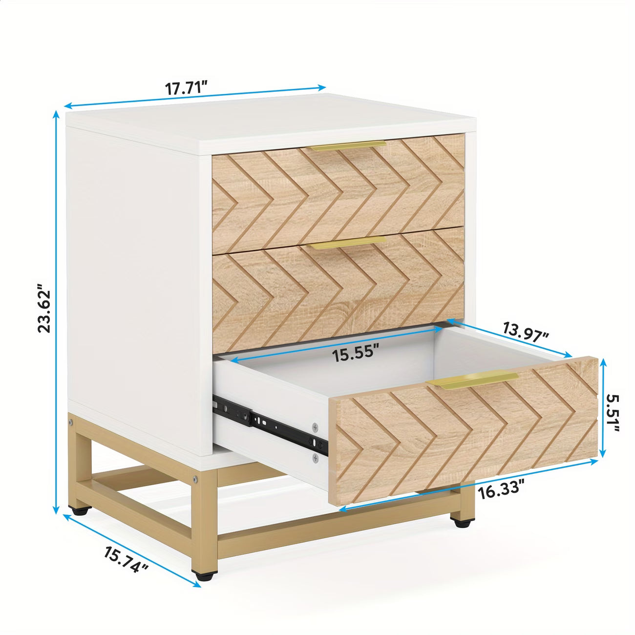 Modern Chevron Nightstand Set of 2