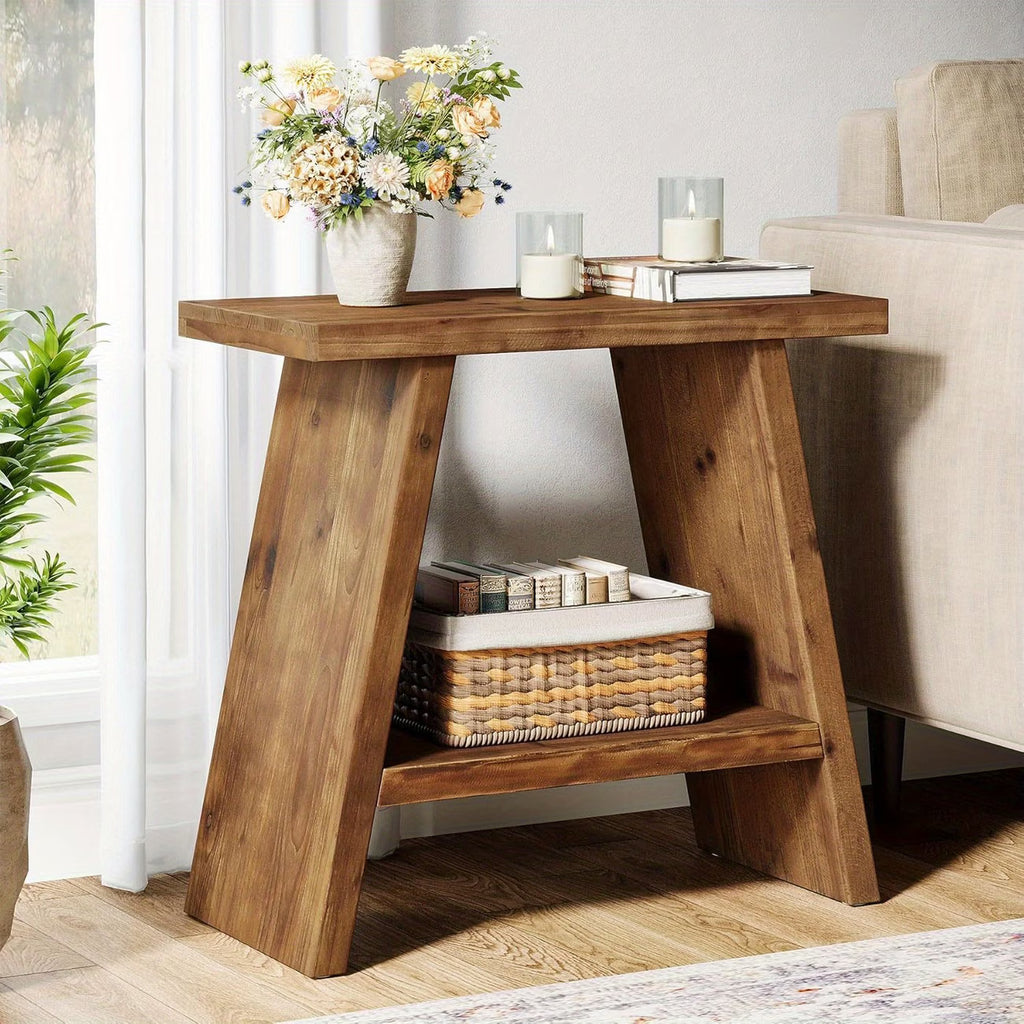 Rustic 2-Tier Narrow End Table