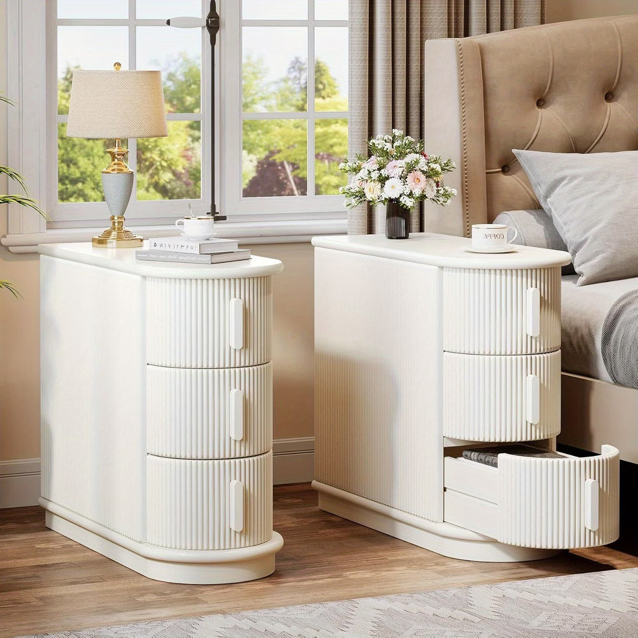 Walnut 3-Drawer Narrow End Table