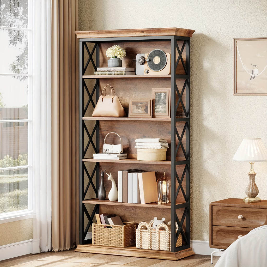 71" Industrial 5-Tier Bookcase