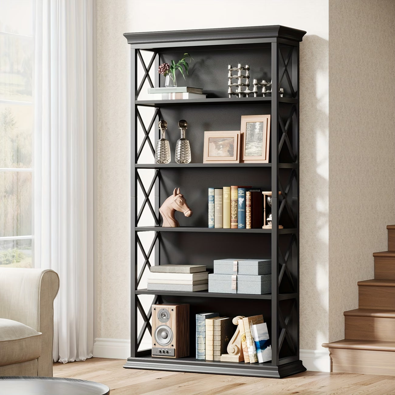 71" Industrial 5-Tier Bookcase
