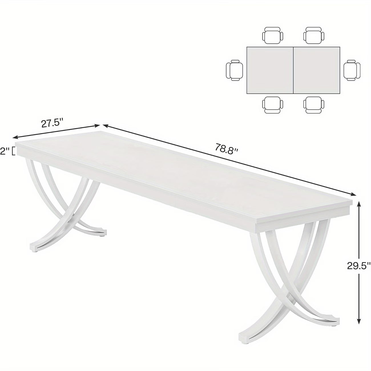 78" Farmhouse Dining Table for 6–8