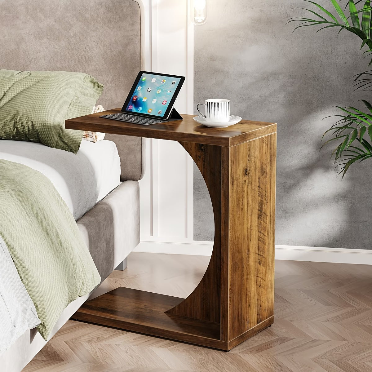 Compact C-Shaped Side Table