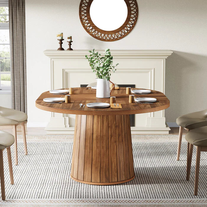 55.11" Farmhouse Oval Dining Table for 6