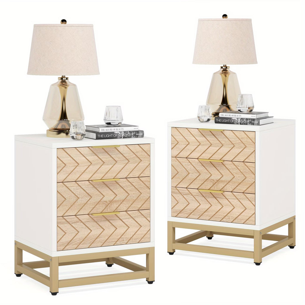 Modern Chevron Nightstand Set of 2
