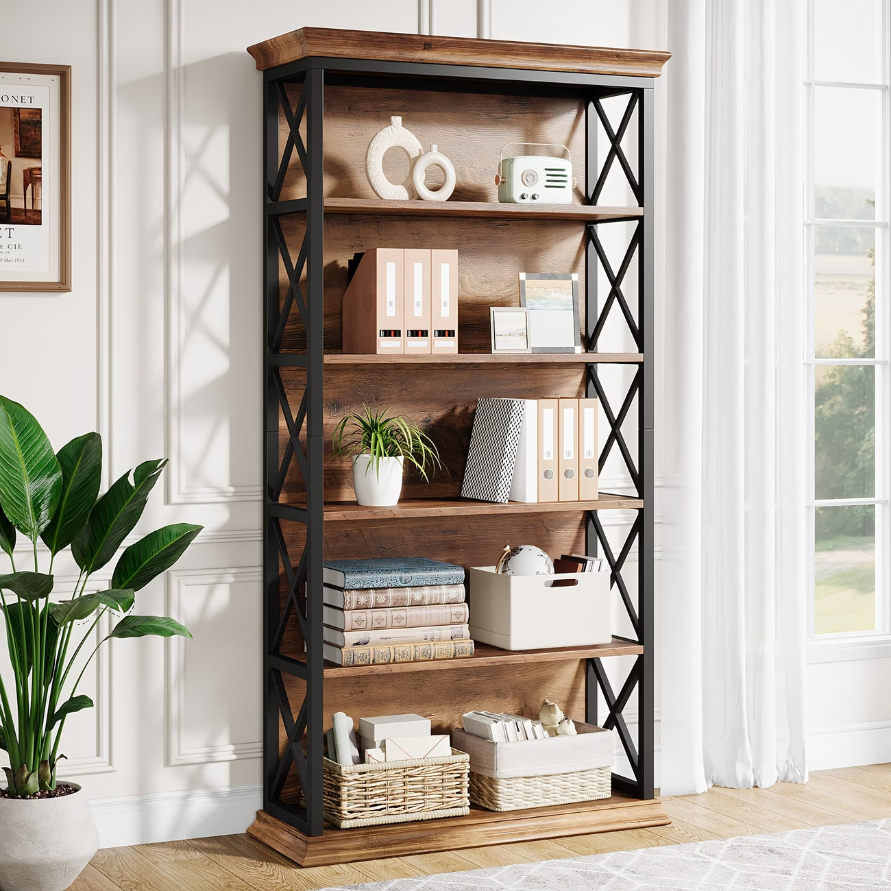 71" Industrial 5-Tier Bookcase