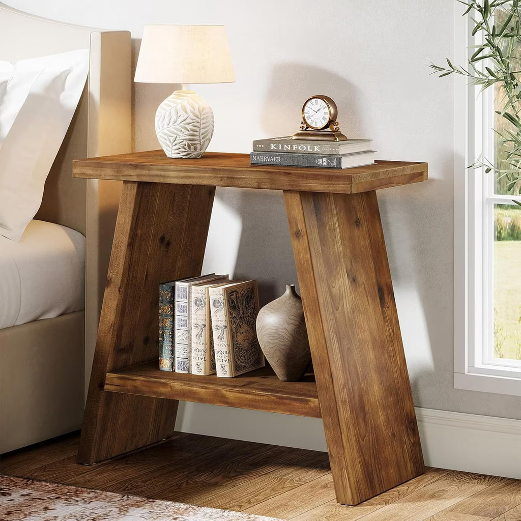 Rustic 2-Tier Narrow End Table
