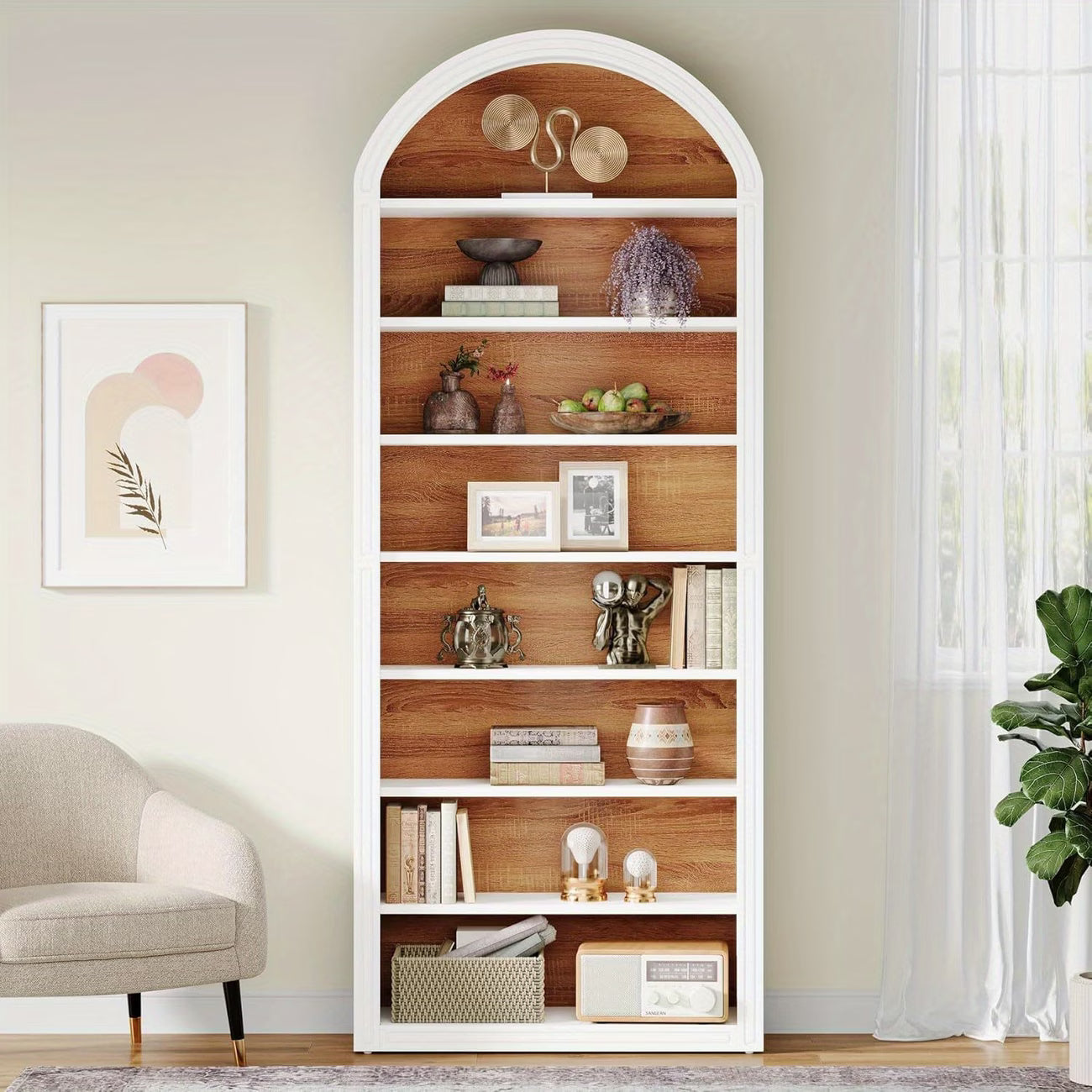 78" 8-Tier Arched Bookcase