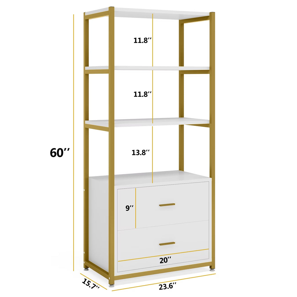 4-Tier Bookcase with 2 Drawers