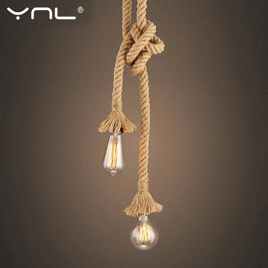 Vintage Hemp Rope Industrial Pendant Lamp