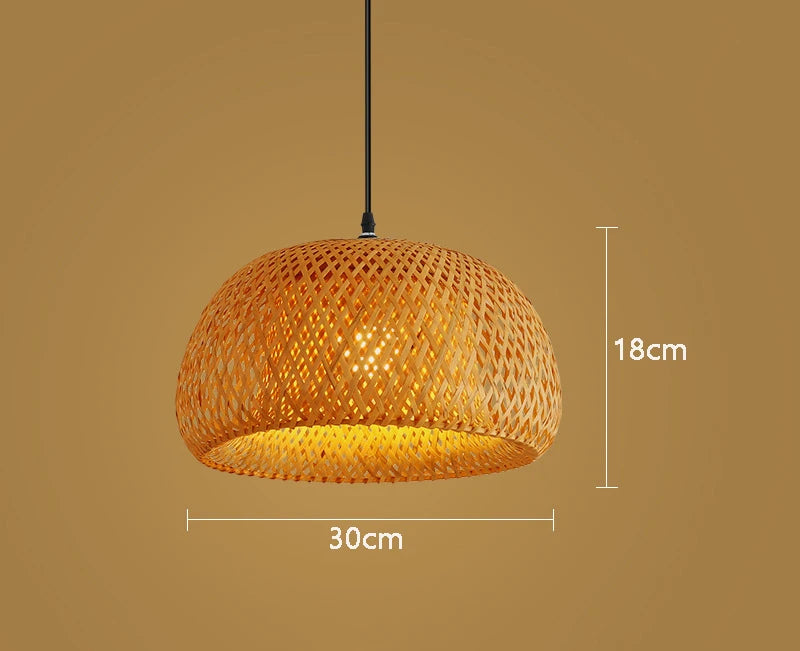 Bamboo Rattan Pendant Lamp 30cm Hand-Woven