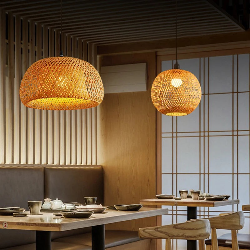 Bamboo Rattan Pendant Lamp 30cm Hand-Woven