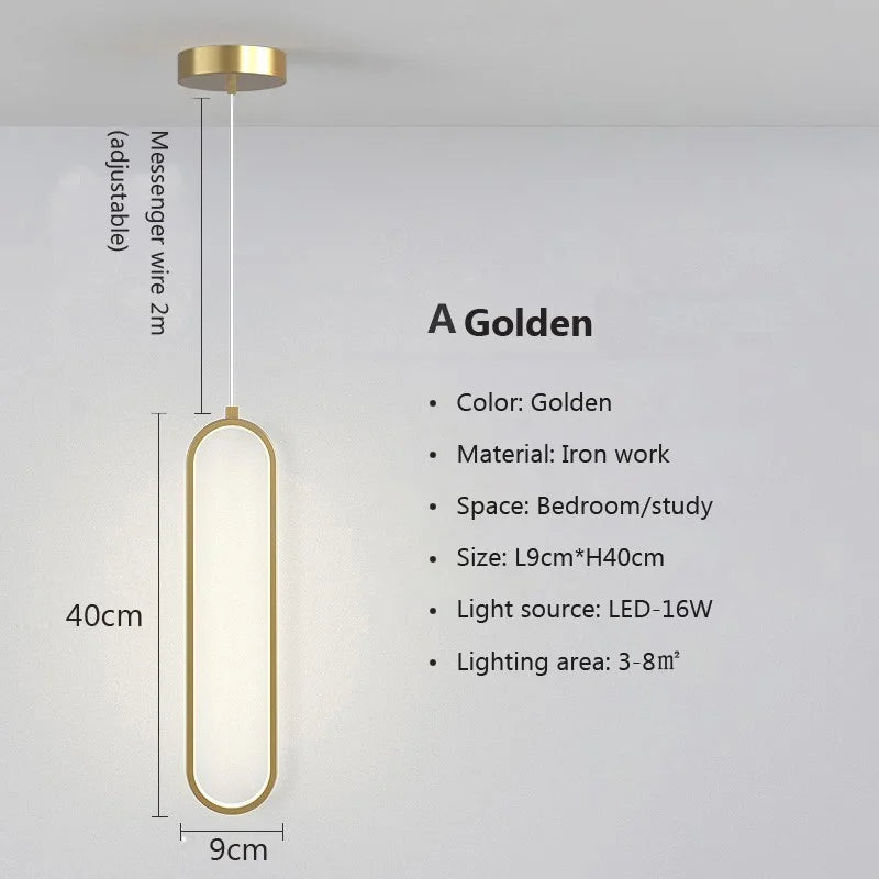 Modern Minimalist Gold & Black LED Pendant Chandelier