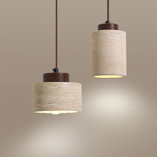 Japanese Wabi-Sabi Yellow Stone Bedside Hanging Lamp