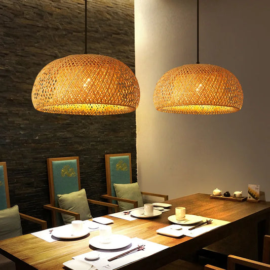 Bamboo Rattan Pendant Lamp 30cm Hand-Woven