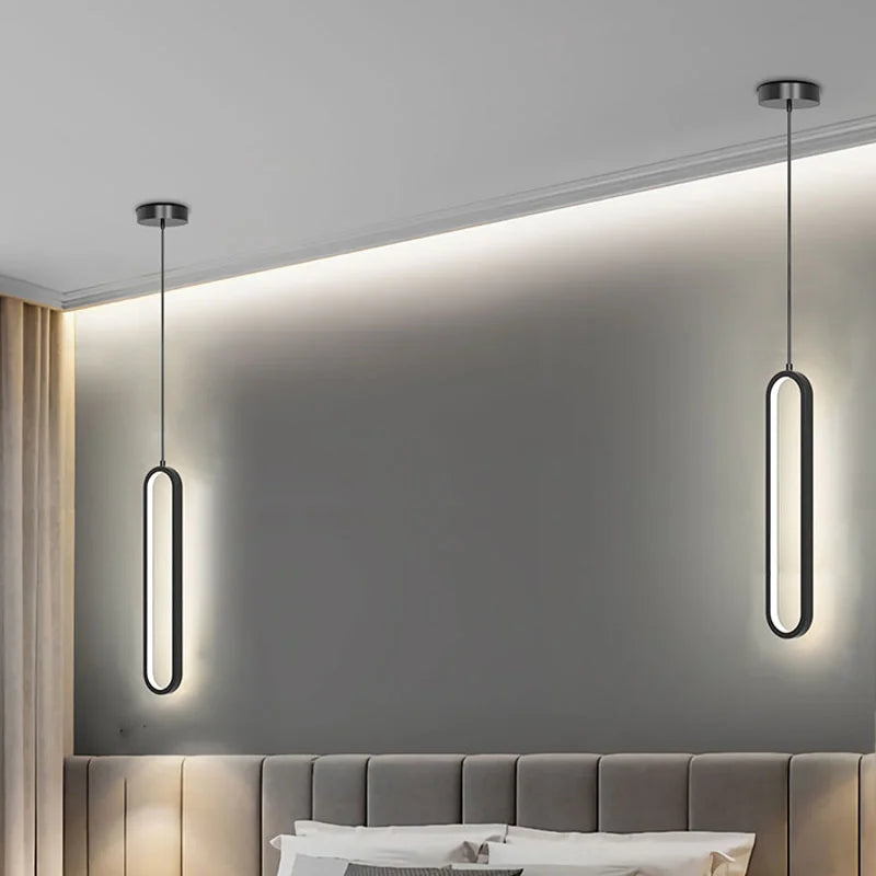 Modern Minimalist Gold & Black LED Pendant Chandelier