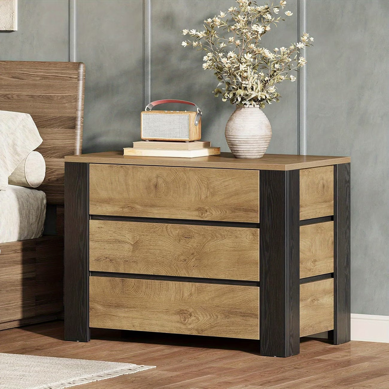 36" Wide 3-Drawer Nightstand