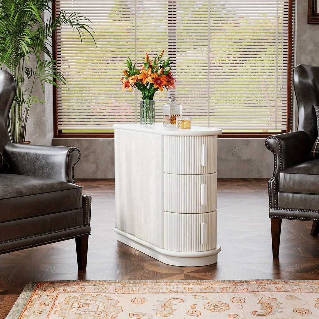 Walnut 3-Drawer Narrow End Table