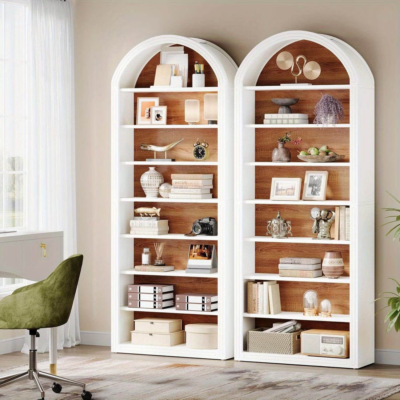 78" 8-Tier Arched Bookcase