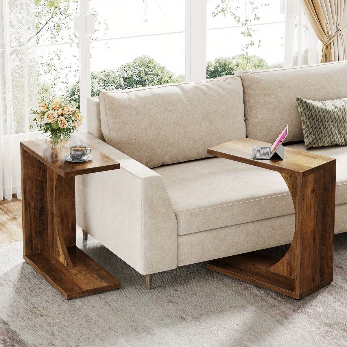 Compact C-Shaped Side Table