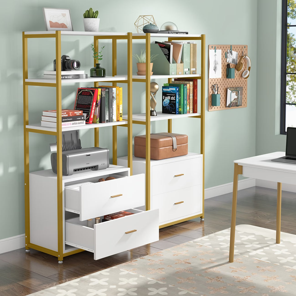 4-Tier Bookcase with 2 Drawers