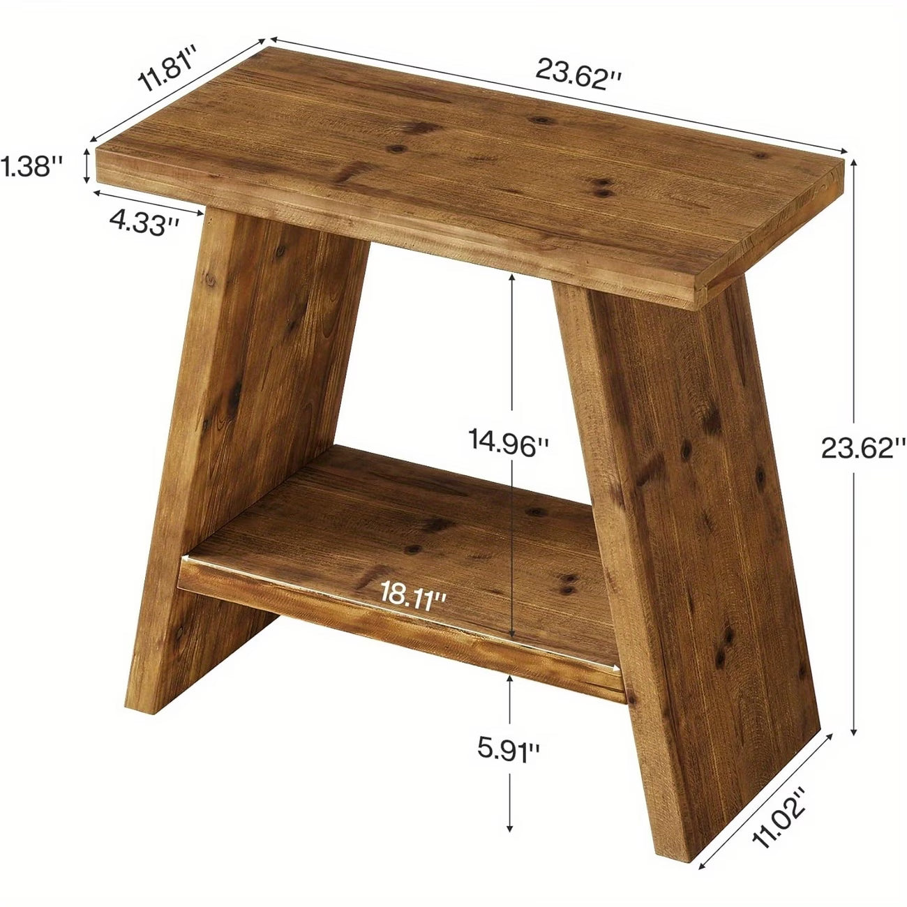 Rustic 2-Tier Narrow End Table