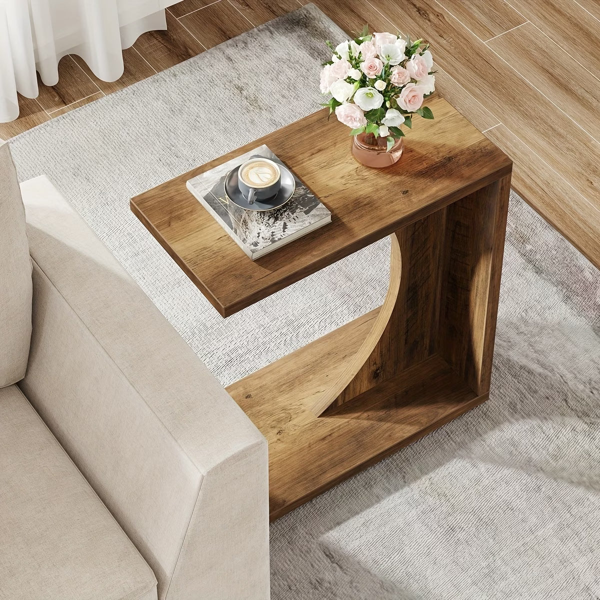 Compact C-Shaped Side Table