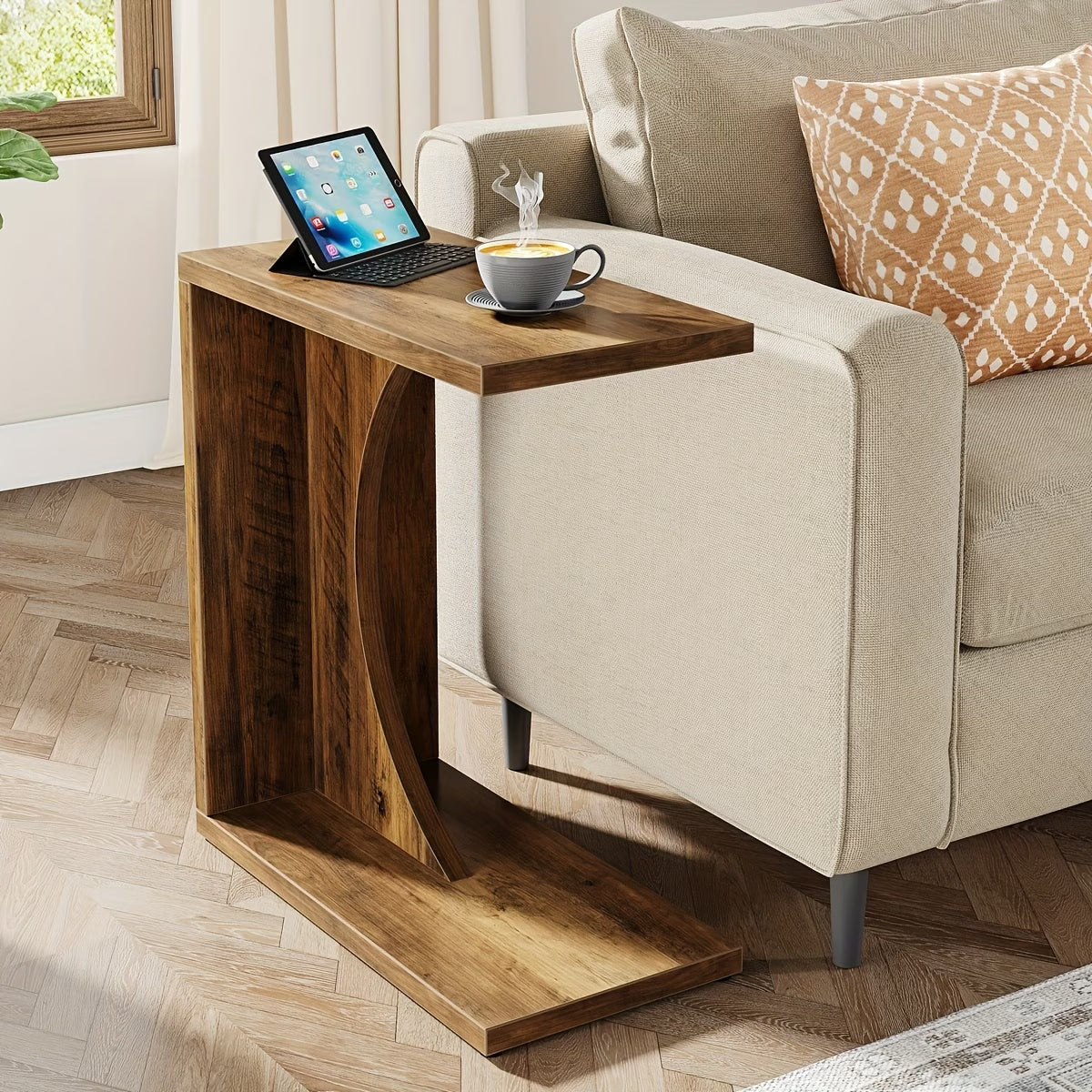 Compact C-Shaped Side Table