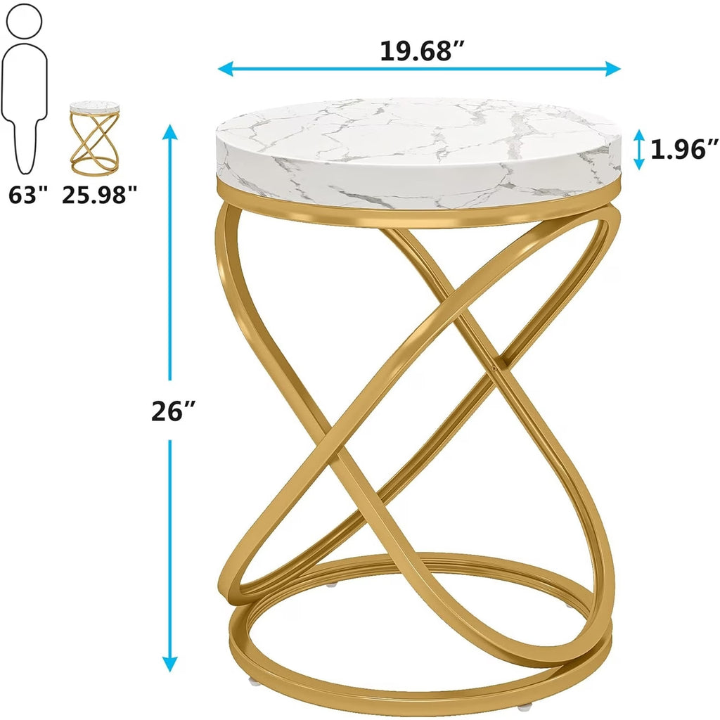 Round Faux Marble End Table
