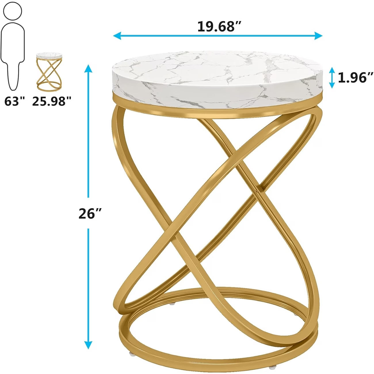 Round Faux Marble End Table