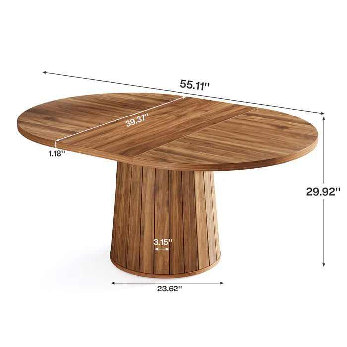 55.11" Farmhouse Oval Dining Table for 6